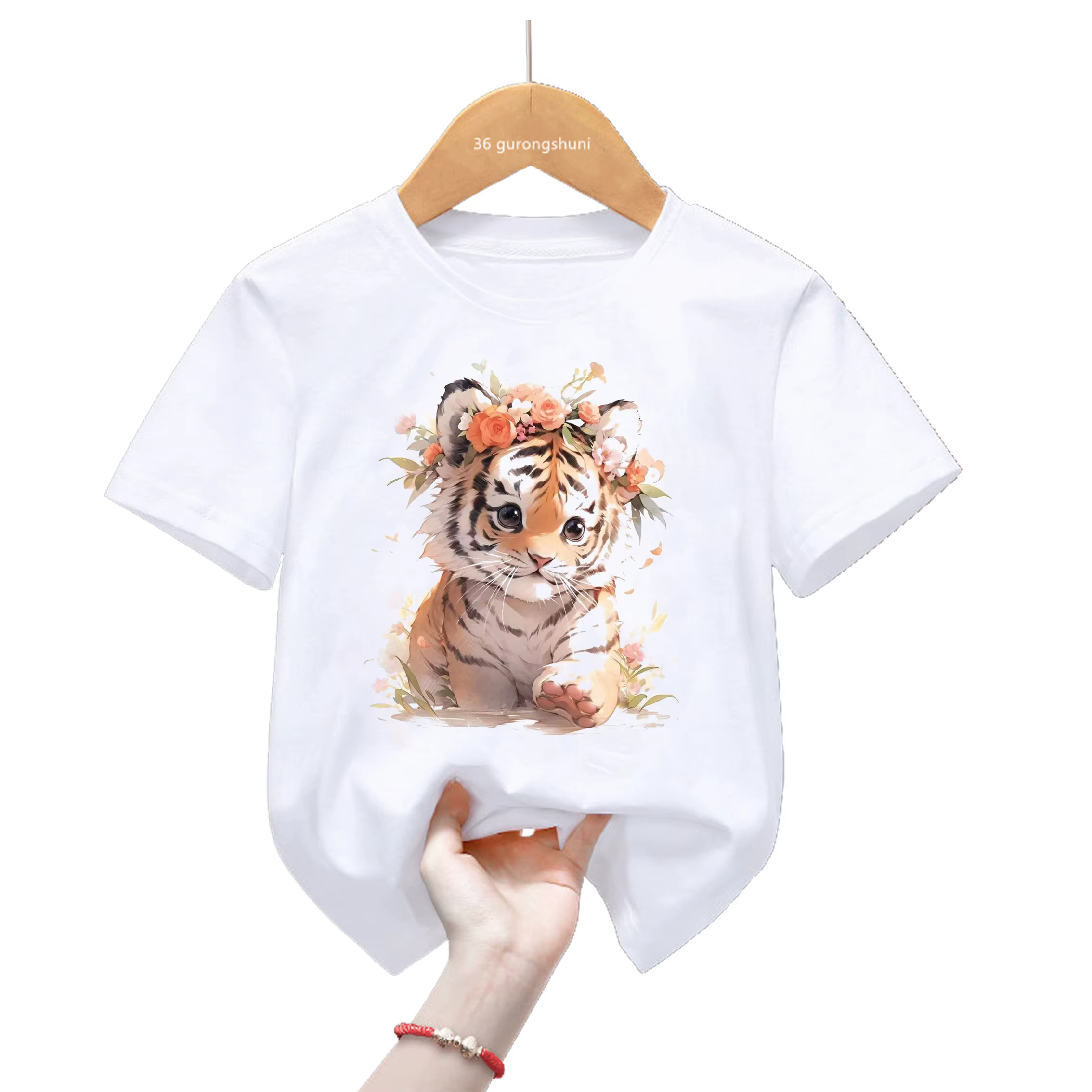 Camiseta tigre kawaii de algodón para niños - Verano divertido - imagen 2