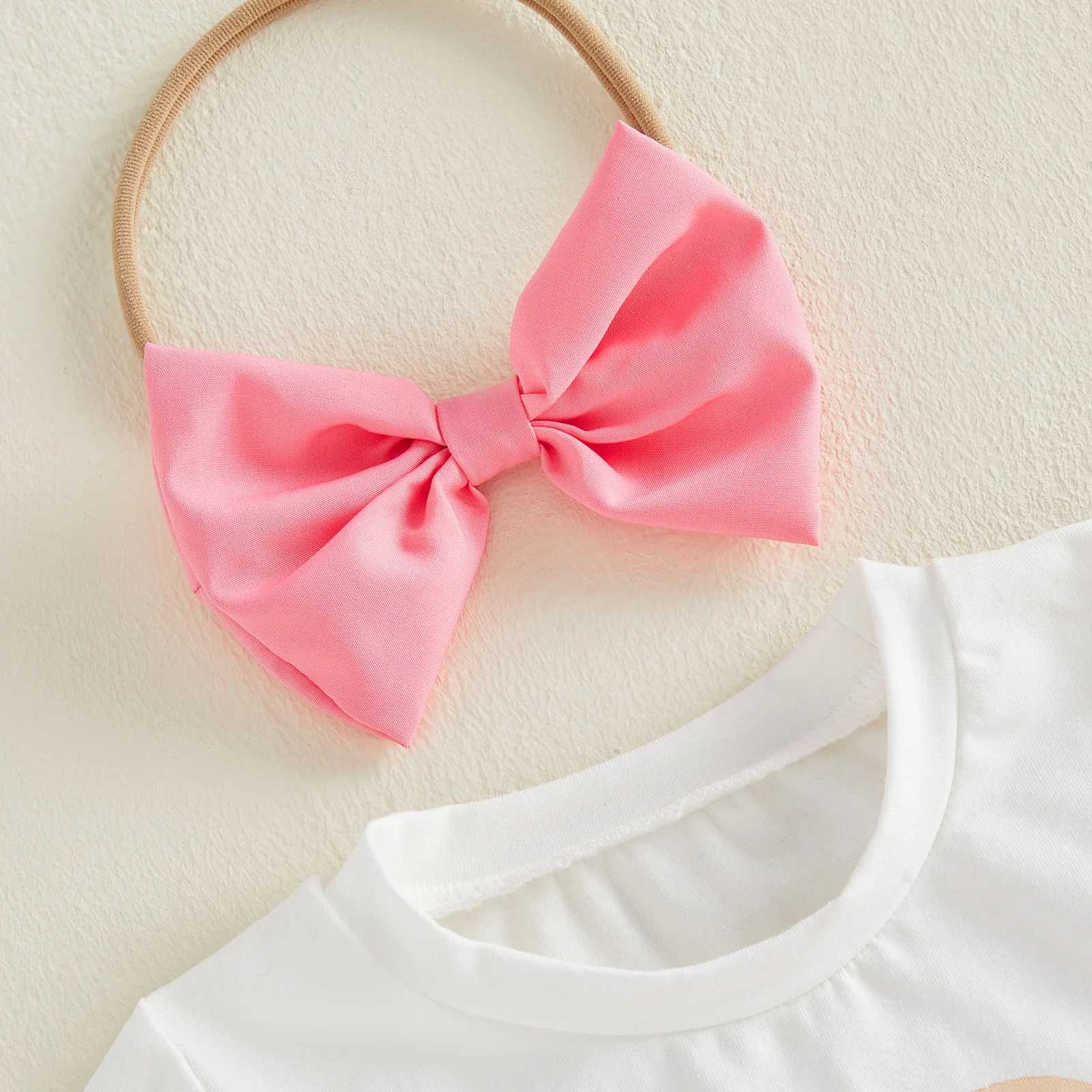 Conjunto niña blusa floral y falda de tul con diadema lazo - imagen 4