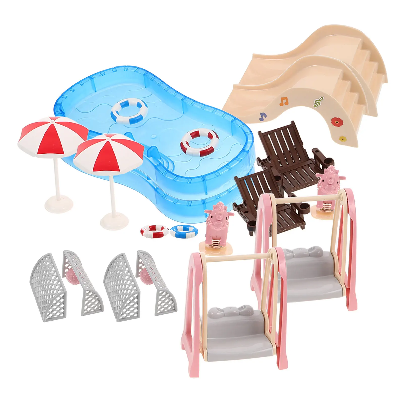 Accesorios piscina para casa de muñecas: sillas y anillos - imagen 3