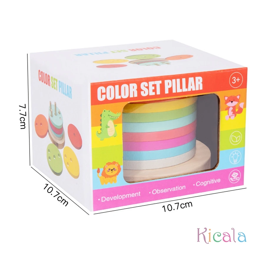 Torre de apilamiento de madera arcoíris para niños: colores y motricidad - imagen 5