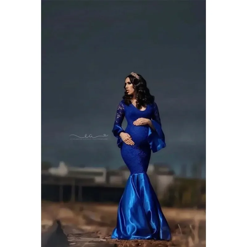Vestido largo de encaje para embarazo, sesión fotos maternidad - imagen 3