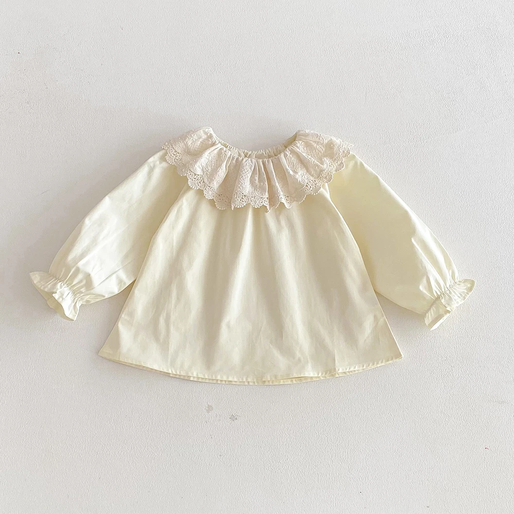 Camisa de algodón con volantes para bebé niña – Primavera