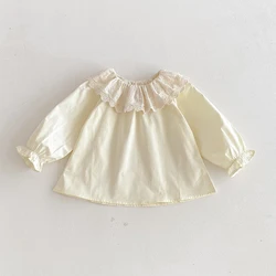 Camisa de algodón con volantes para bebé niña – Primavera