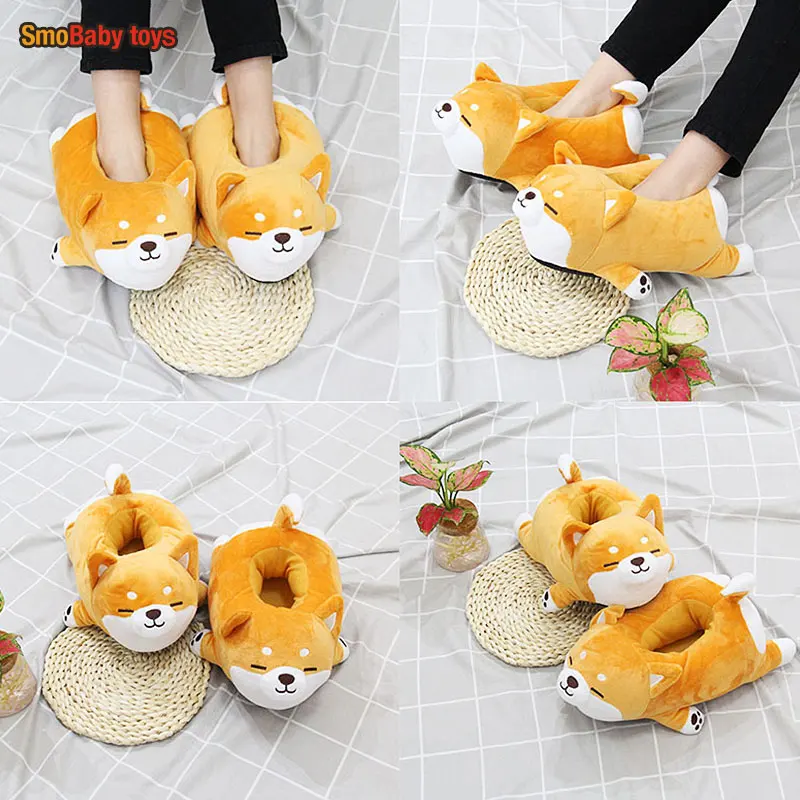 Pantuflas Shiba Inu de algodón felpa para parejas – Diseño divertido - imagen 2