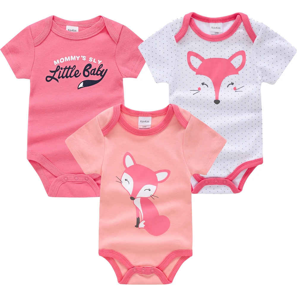 Body de manga corta para bebé niña – Algodón estampado de zorro - imagen 2