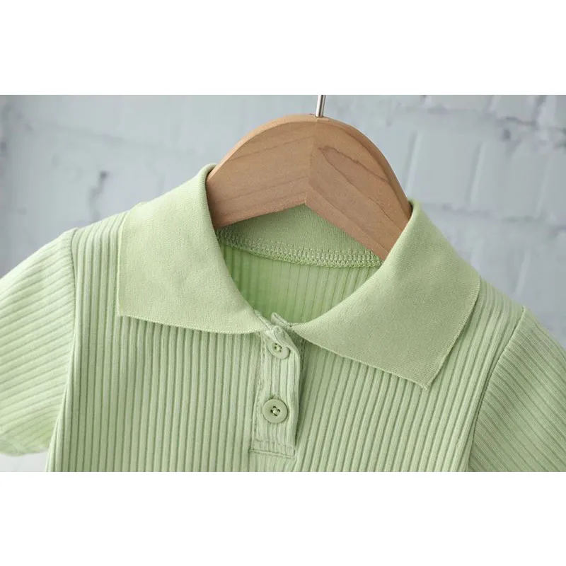 Conjunto de verano infantil a rayas con solapa y pantalón - imagen 4