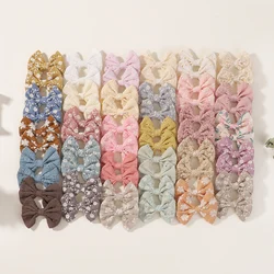 Pinzas para el cabello infantil con lazo bordado floral