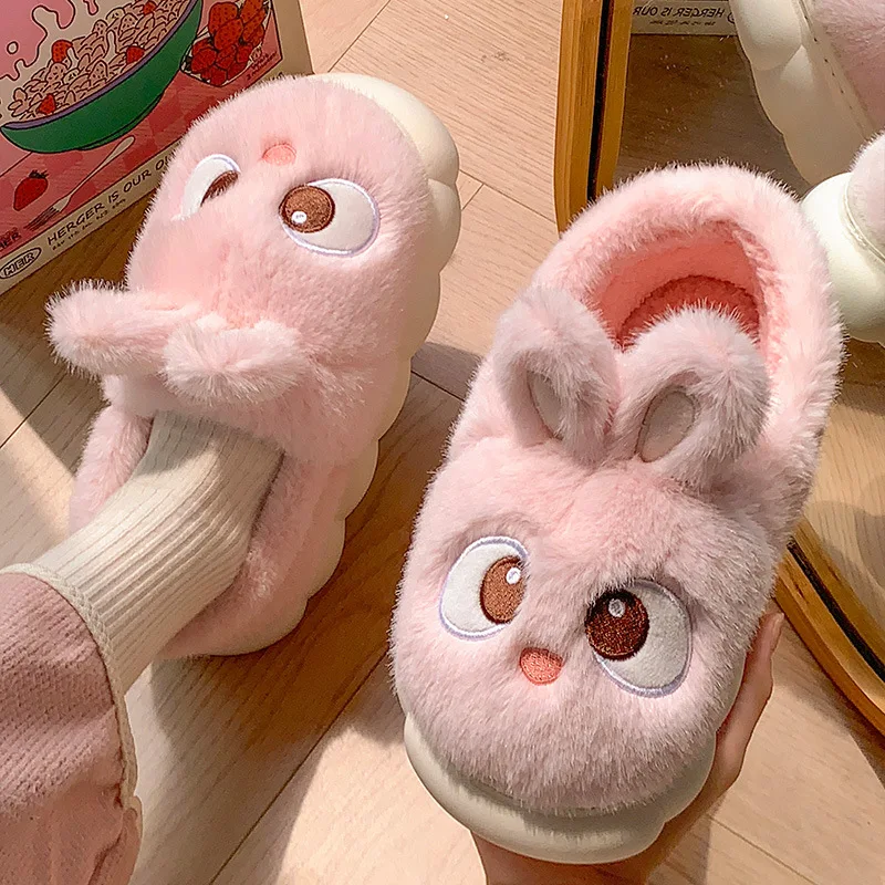 Zapatillas de casa invernal con dibujo de conejo antideslizantes - imagen 3