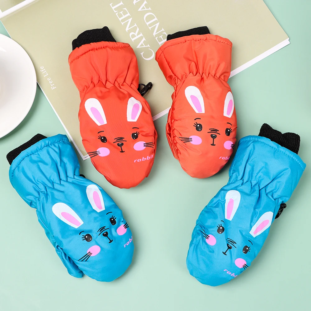 Guantes de nieve infantiles impermeables con orejas conejo - imagen 4