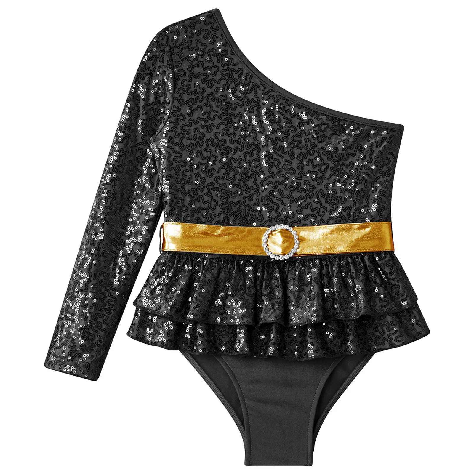 Leotardo de ballet para niñas con volantes y lentejuelas brillantes - imagen 5