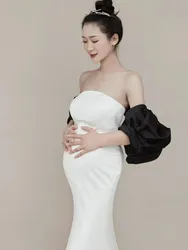 Vestido de noche sin espalda para embarazadas en encaje largo