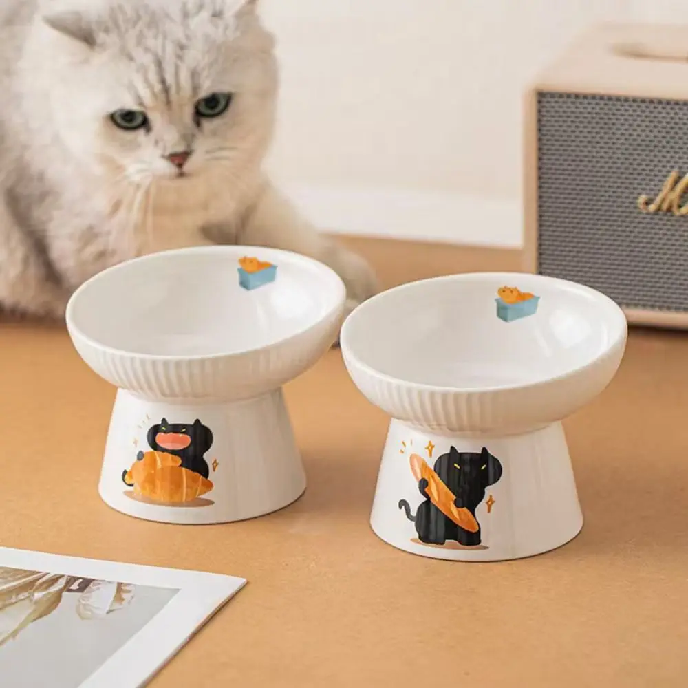 Comedero de cerámica inclinable para gatos con antideslizante - imagen 3