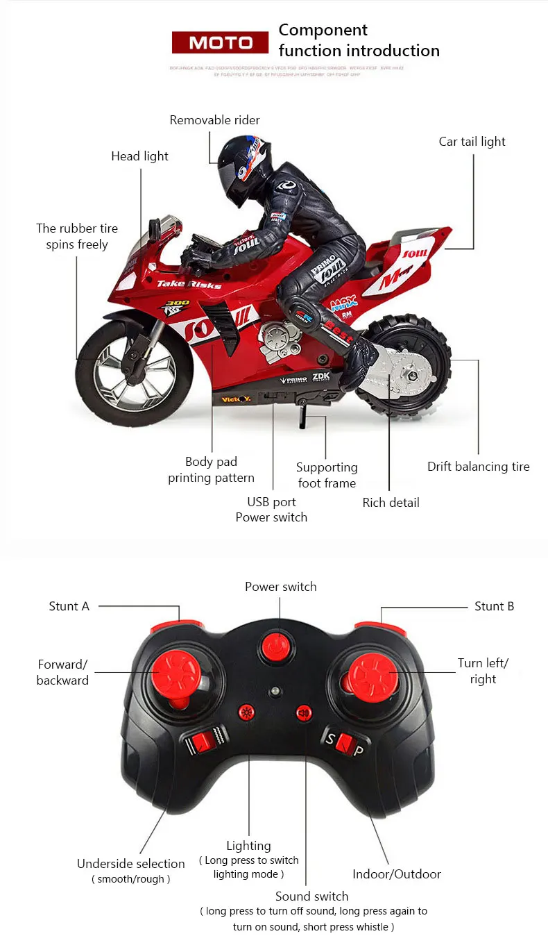 Efecto visual nocturno de la moto RC