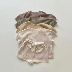 Conjunto de verano infantil - Pantalones cortos de punto con cordón