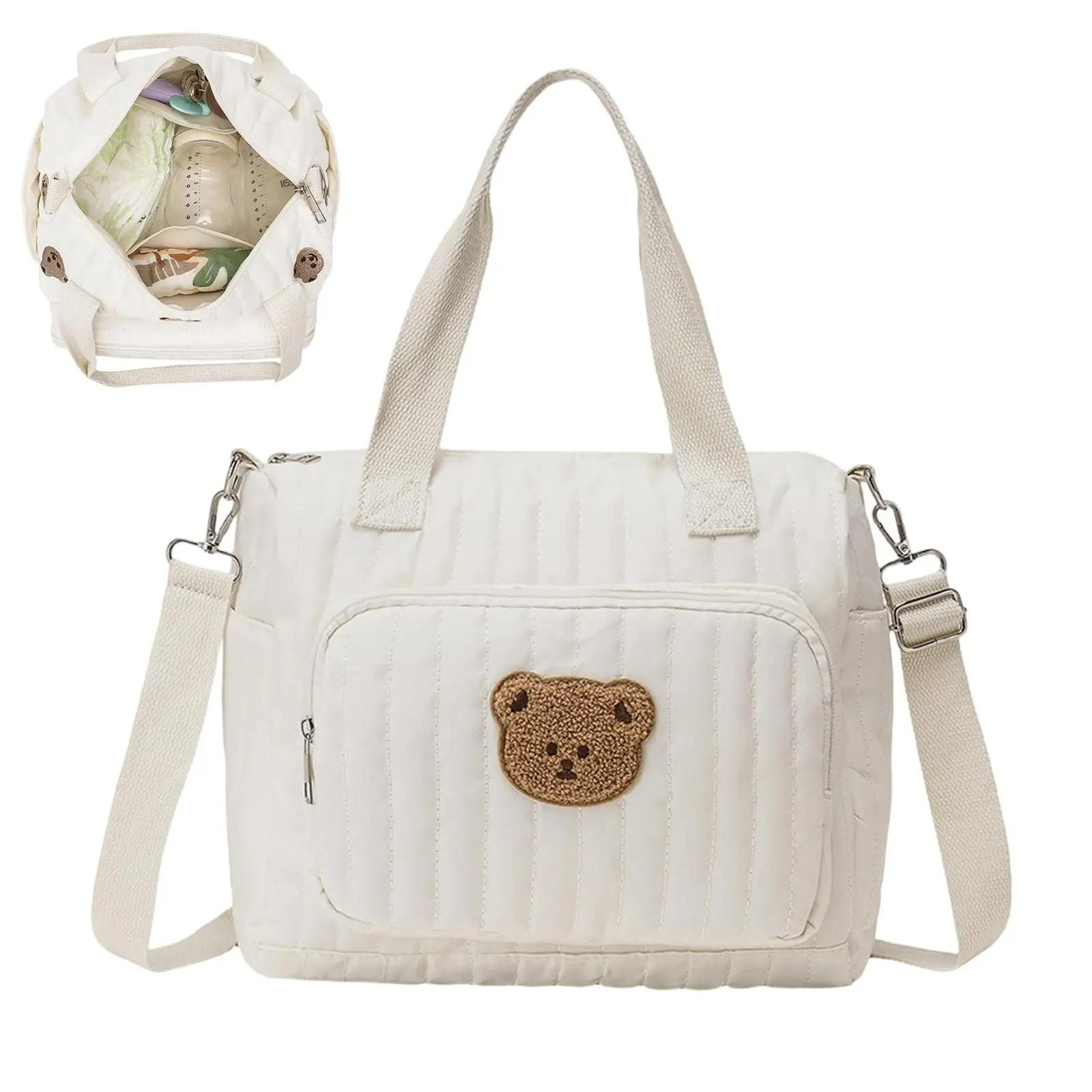Bolsa de pañales con diseño oso y correa ajustable