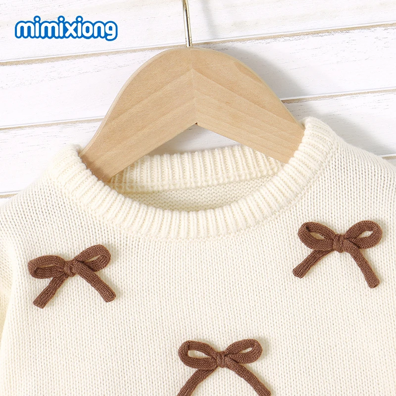 Conjunto de otoño para niña: suéter de punto con lazo y pantalón - imagen 3