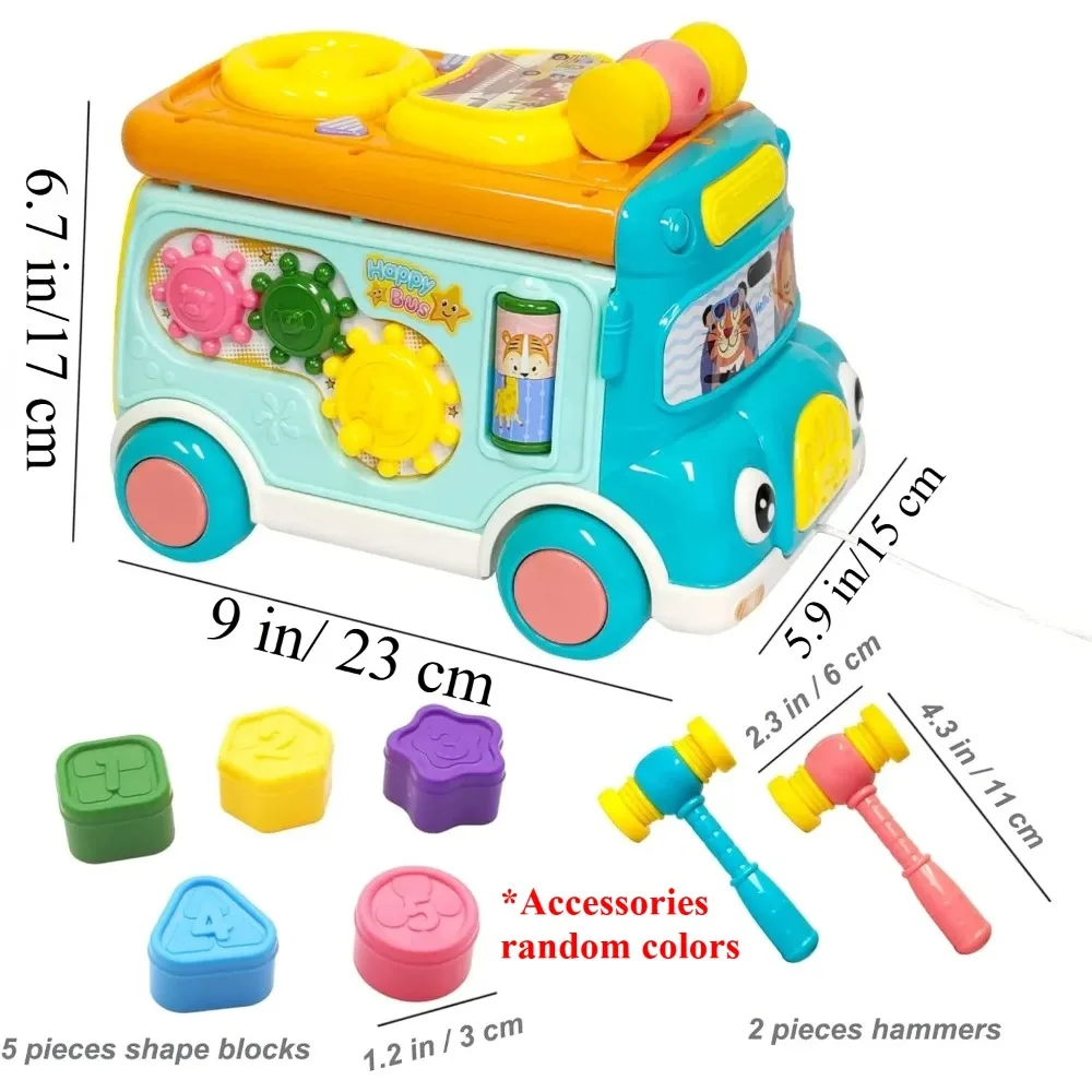 Juguete Montessori musical de autobús bebé con martillo
