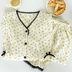 Pijama de gasa de algodón maternity – Cómoda para embarazo y lactancia