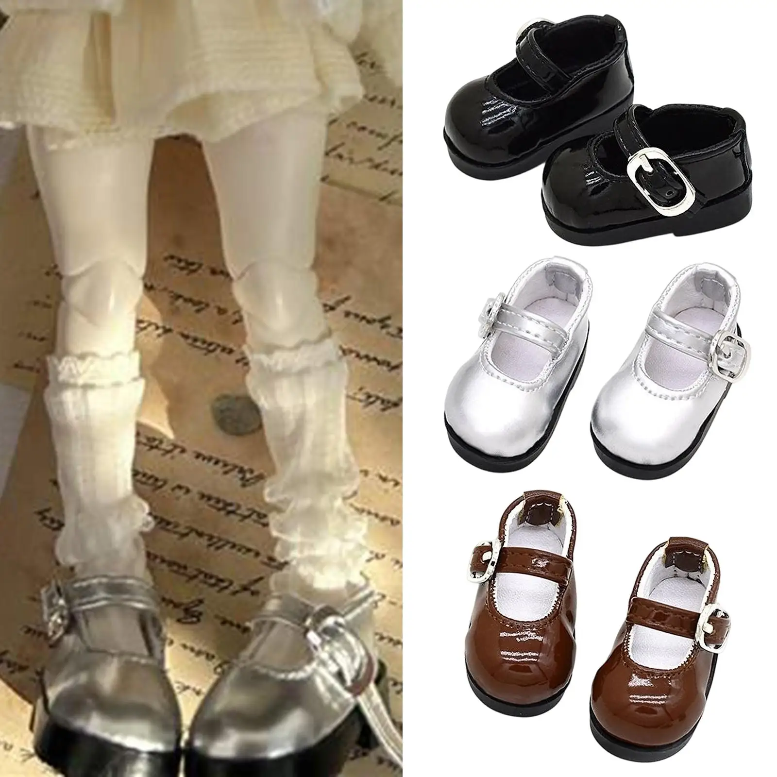 Zapatos de muñeca cuero sintético fáciles para poner - imagen 2