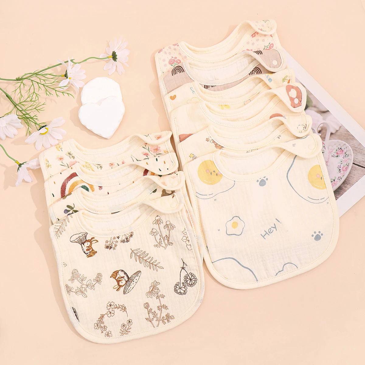 Baberos impermeables de algodón para bebé – suaves y absorbentes - imagen 5