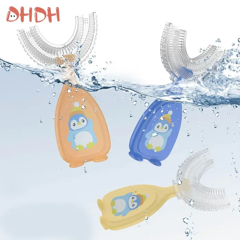 Cepillo dental infantil de silicona suave con forma de U - imagen 4