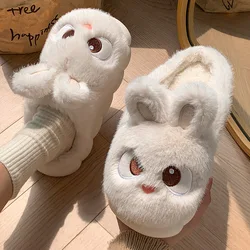 Zapatillas de casa invernal con dibujo de conejo antideslizantes