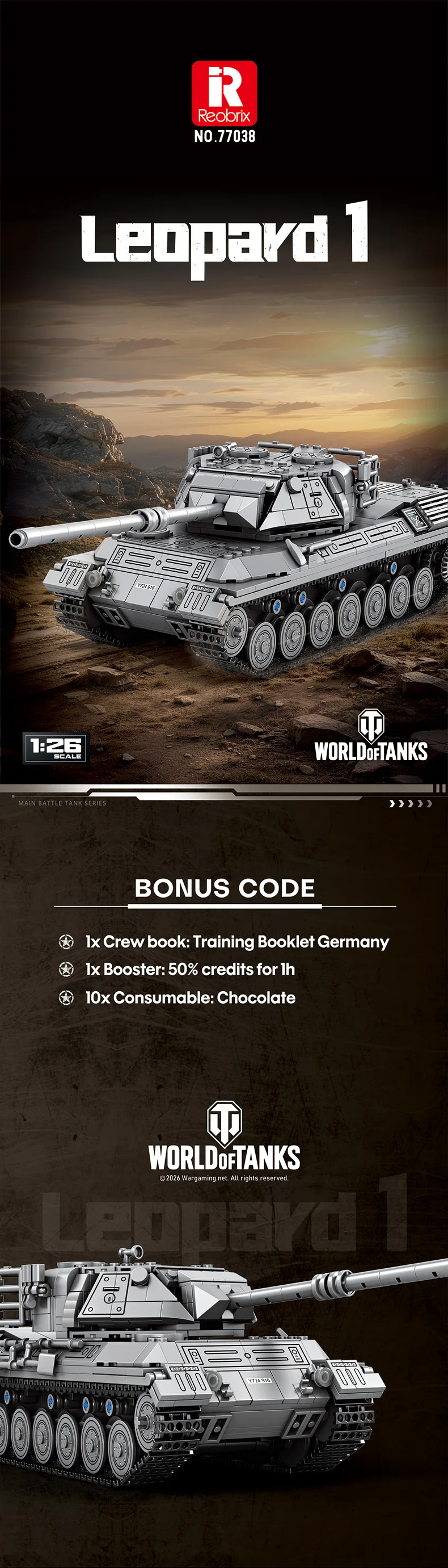Tanque Leopard 1 en bloques, vista general