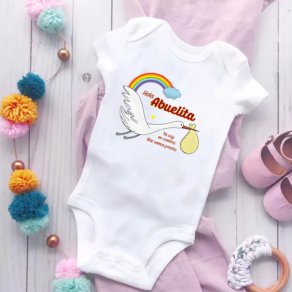 Body para recién nacido de manga corta con mensaje Hola abuela - imagen 3