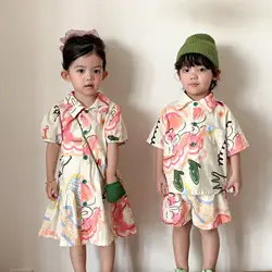 Conjunto de verano camiseta y pantalón corto para niños
