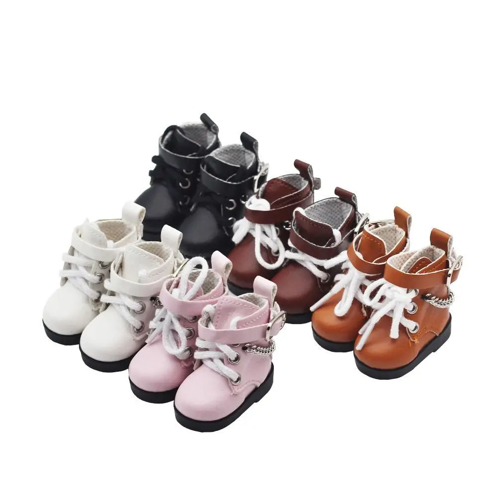 Zapatos de muñeca de cuero PU con cadena y botas mini