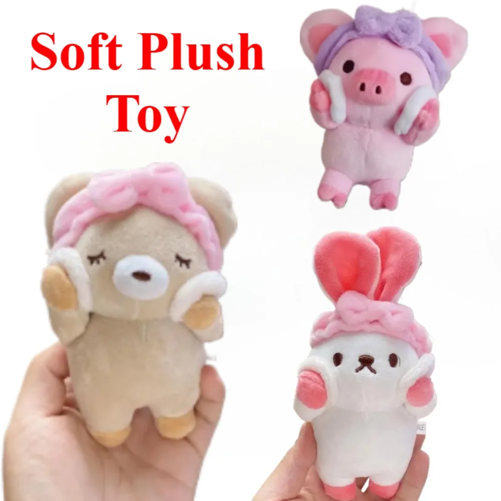 Llavero de peluche infantil con cerdito, oso y conejito para bolso