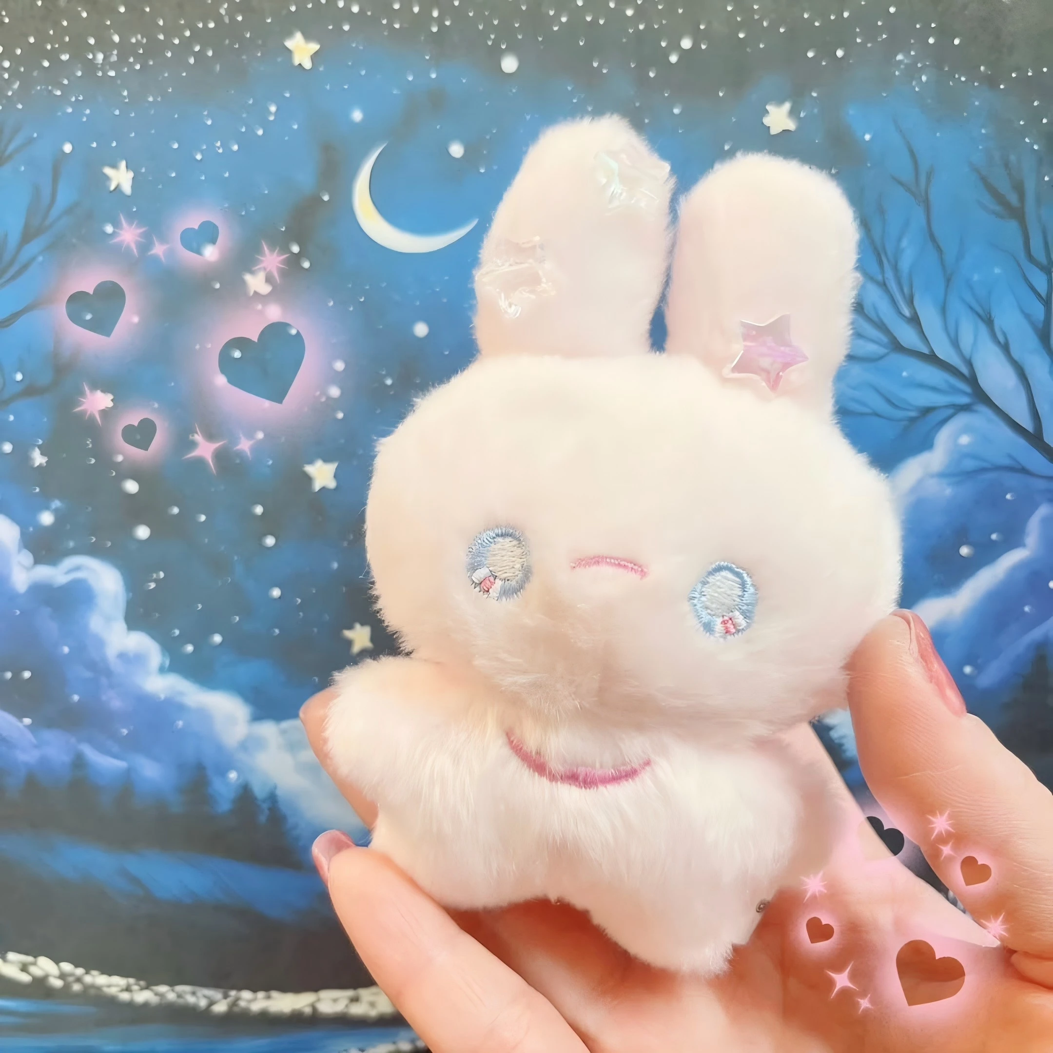 Detalle del peluche colgante con cadena de bolas