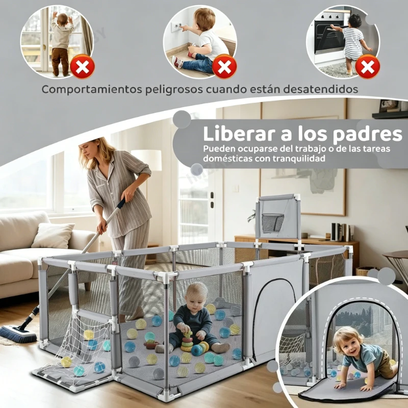 IMBABY Corral de juegos acolchado suave para interiores y exteriores - imagen 4