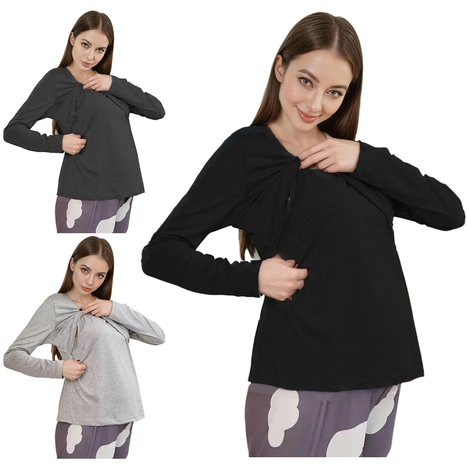 Camiseta de lactancia de doble capa