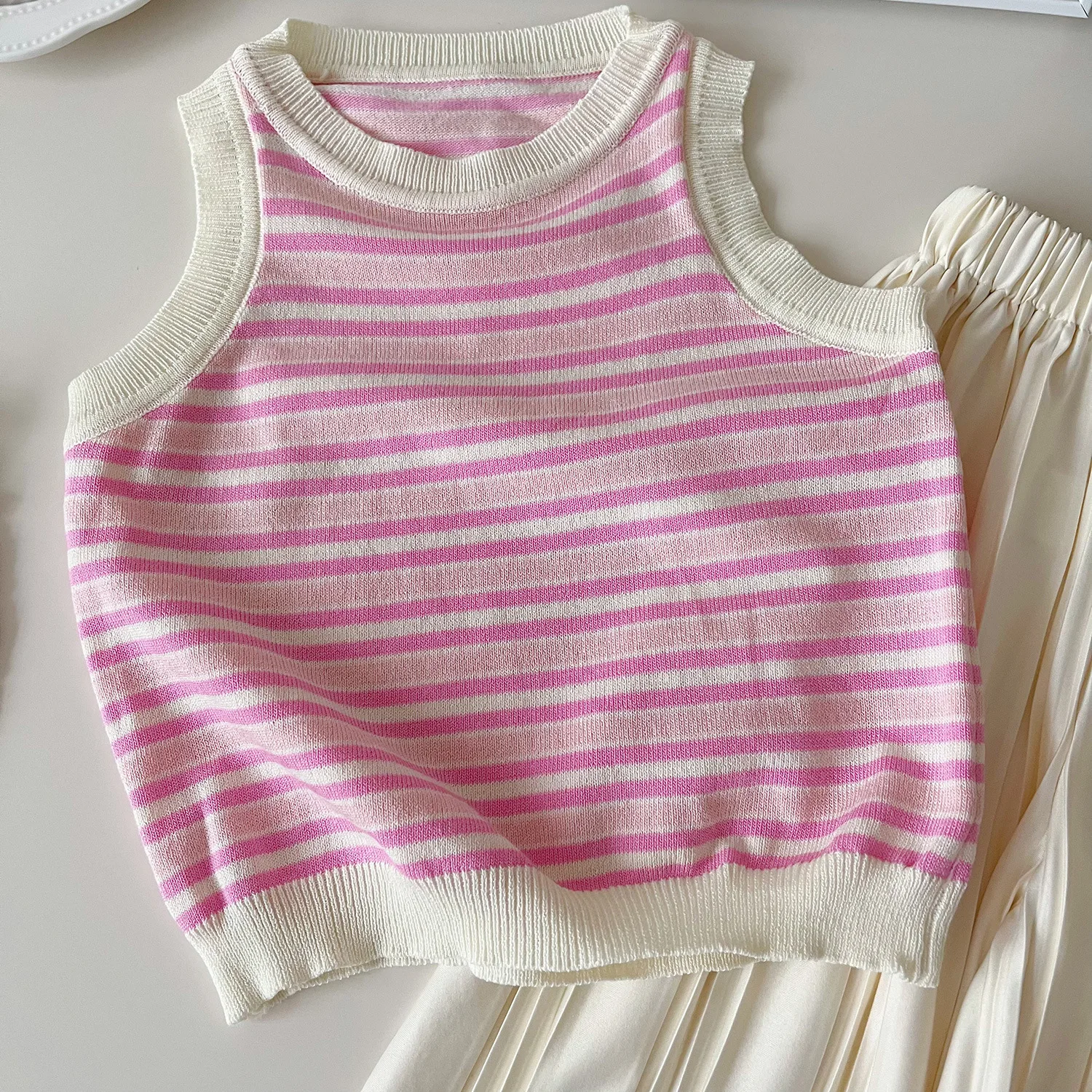 Conjunto verano niña de rayas: top sin mangas y pantalón suelto - imagen 4