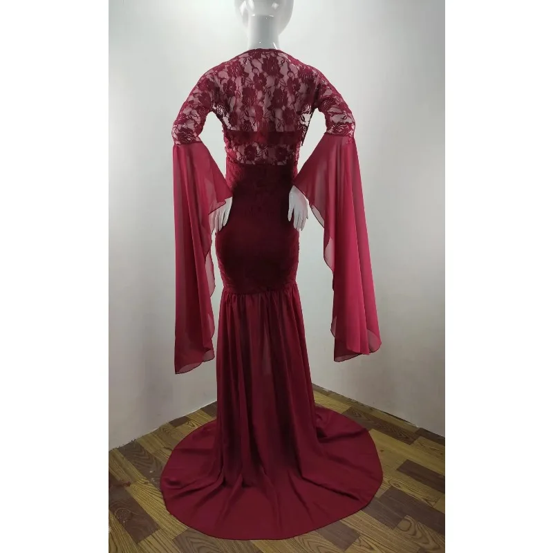 Vestido maxi premamá con encaje para sesión de fotos