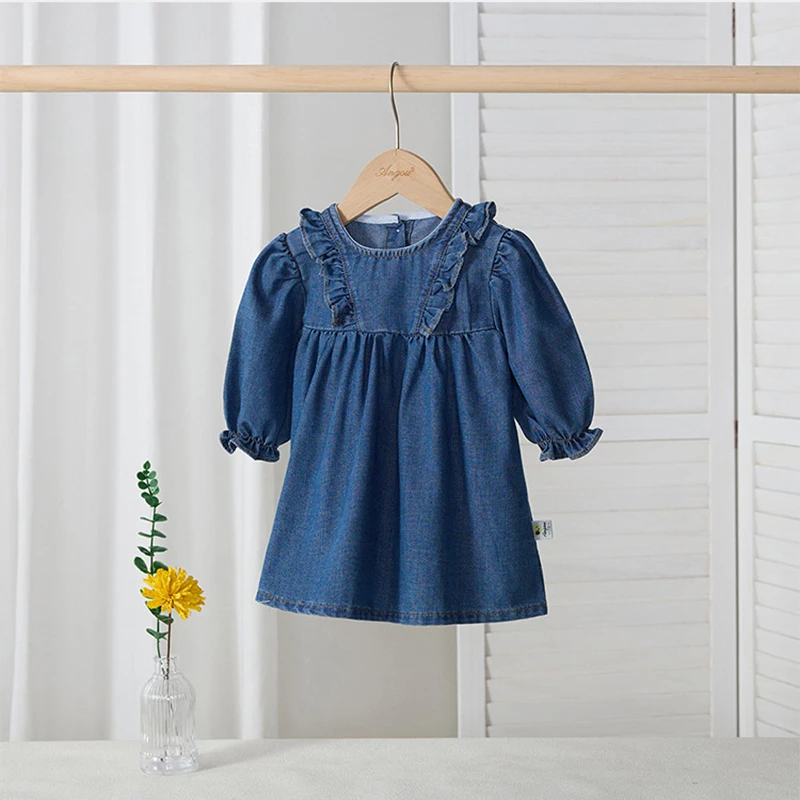 Vestido vaquero manga larga bebé niña suave algodón primavera otoño - imagen 4