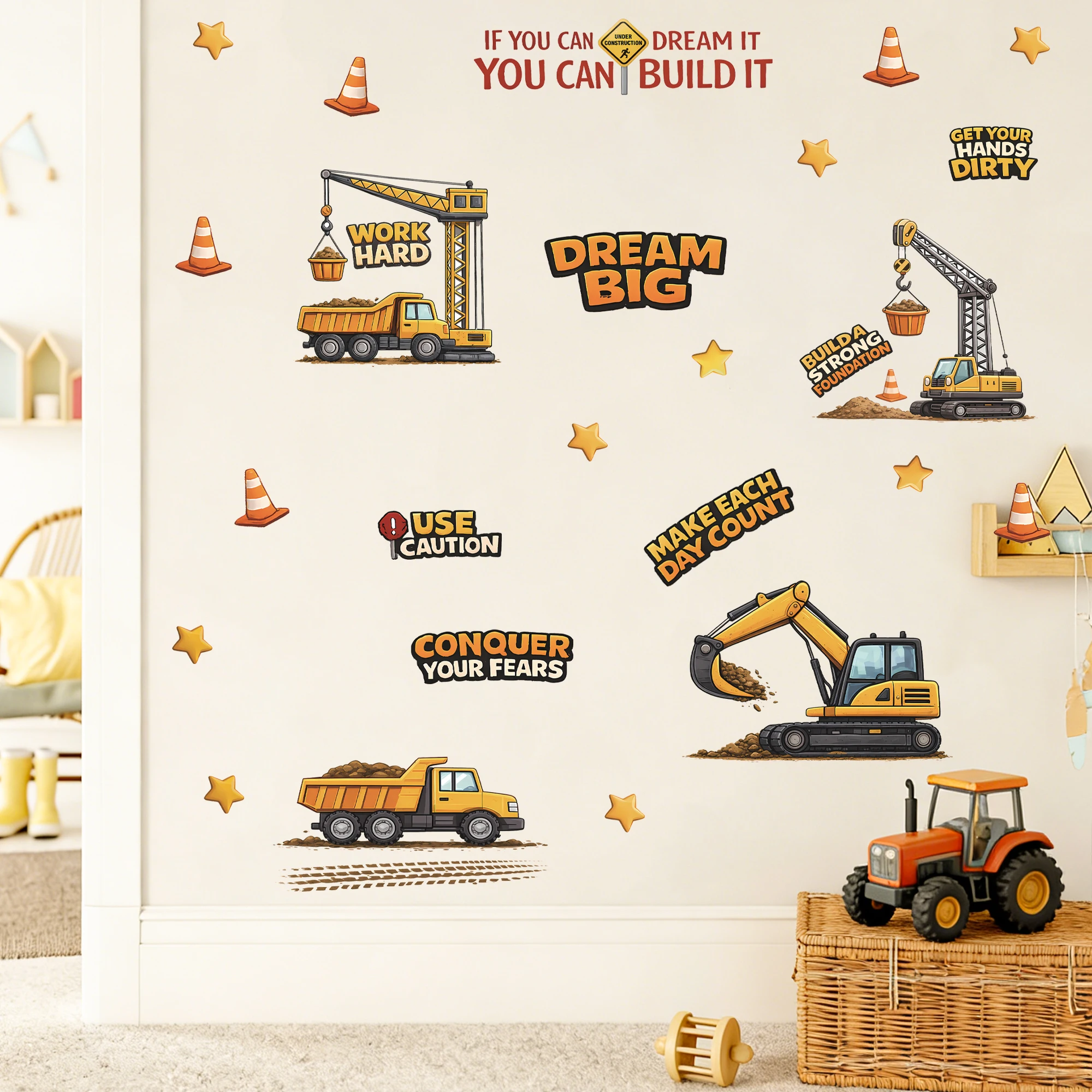 Pegatinas de pared desmontables: excavadora y camión volquete - imagen 4