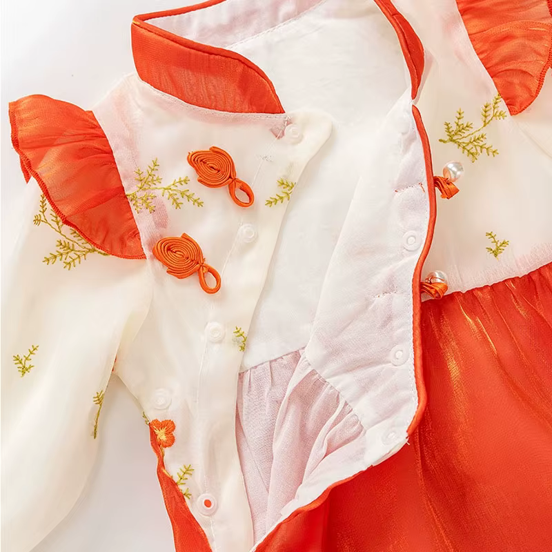 Mono manga larga de algodón con flores chino para bebé niña - imagen 5