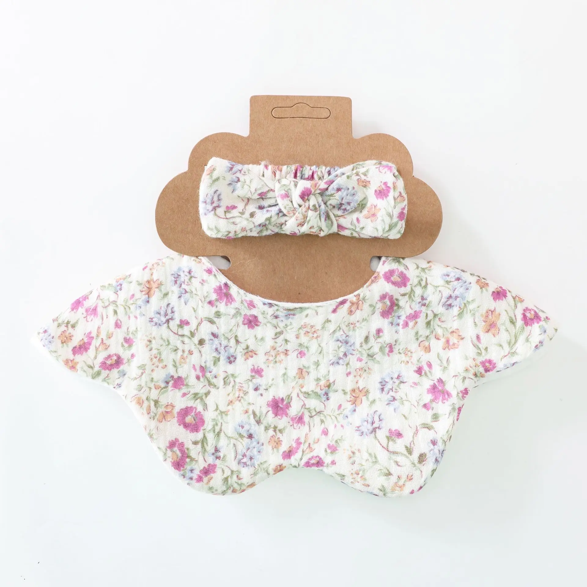 Babero y diadema para bebé con lazo floral, pétalos - imagen 3
