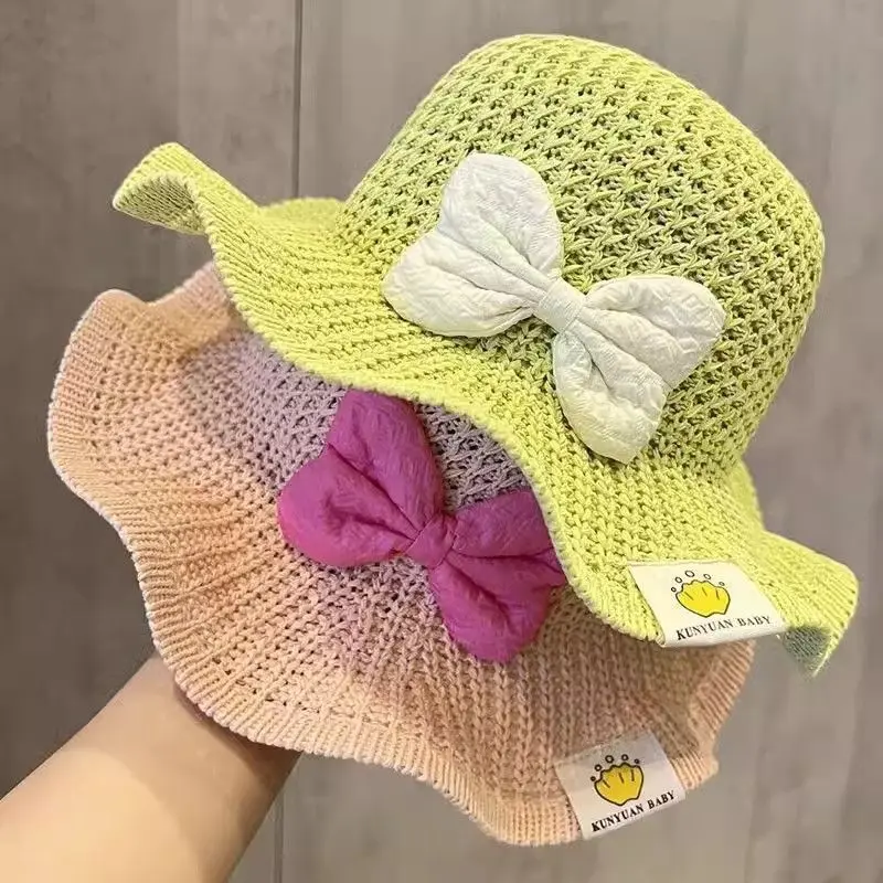 Sombrero de paja bebé con ala ancha transpirable y lazo grande - imagen 5