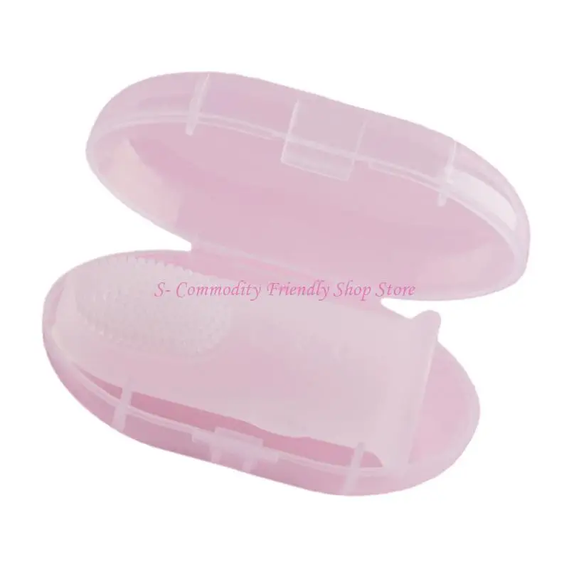 Cepillo para dedos de silicona en colores rosa, transparente y verde