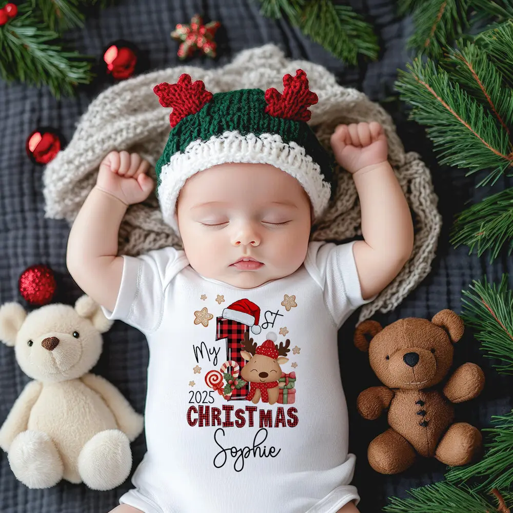 Mono de Navidad para recién nacido con estampado ciervo - imagen 3