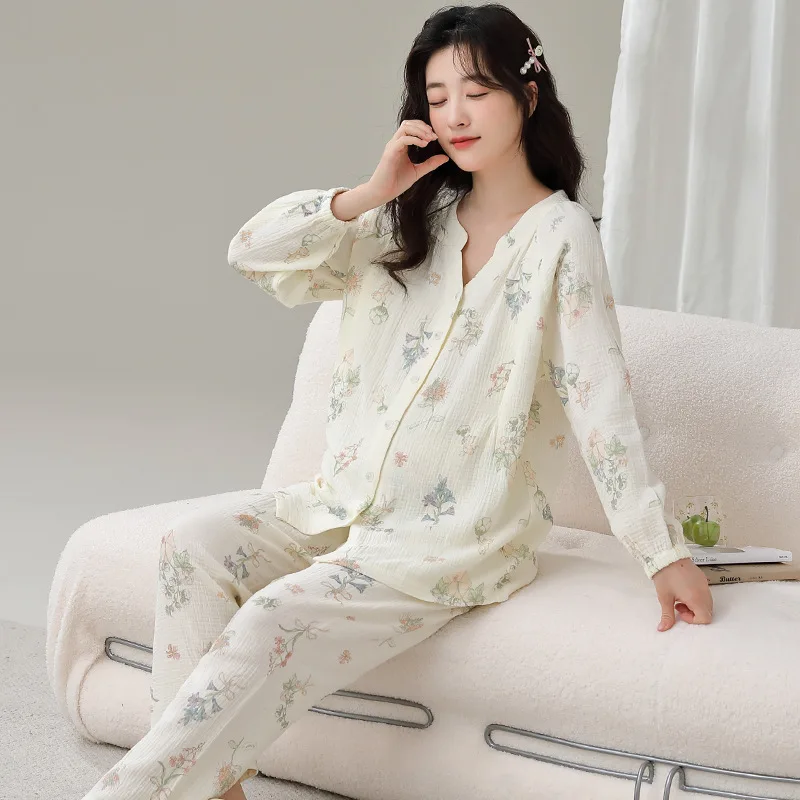 Conjunto pijama de lactancia doble gasa algodón ligero verano - imagen 5