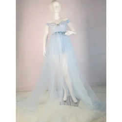 Vestido largo de tul para maternidad con tirantes antideslizantes