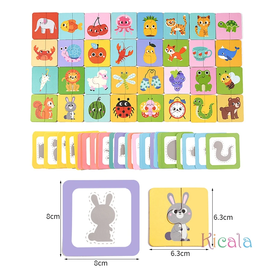 Rompecabezas Montessori de sombra en madera para niños con animales - imagen 4