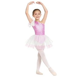 Vestido tutú de ballet para niñas un hombro escamas pescado sirena