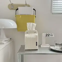 Organizador para caja de pañuelos en algodón a rayas multiusos