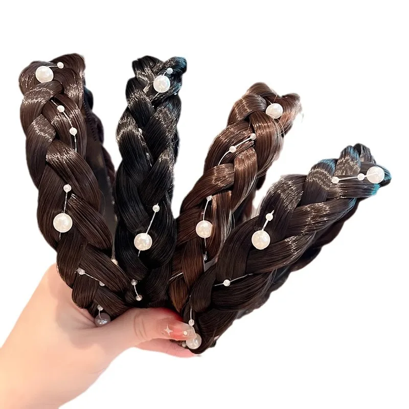 Diadema trenzada con perlas - Accesorio de peluquería infantil - imagen 3