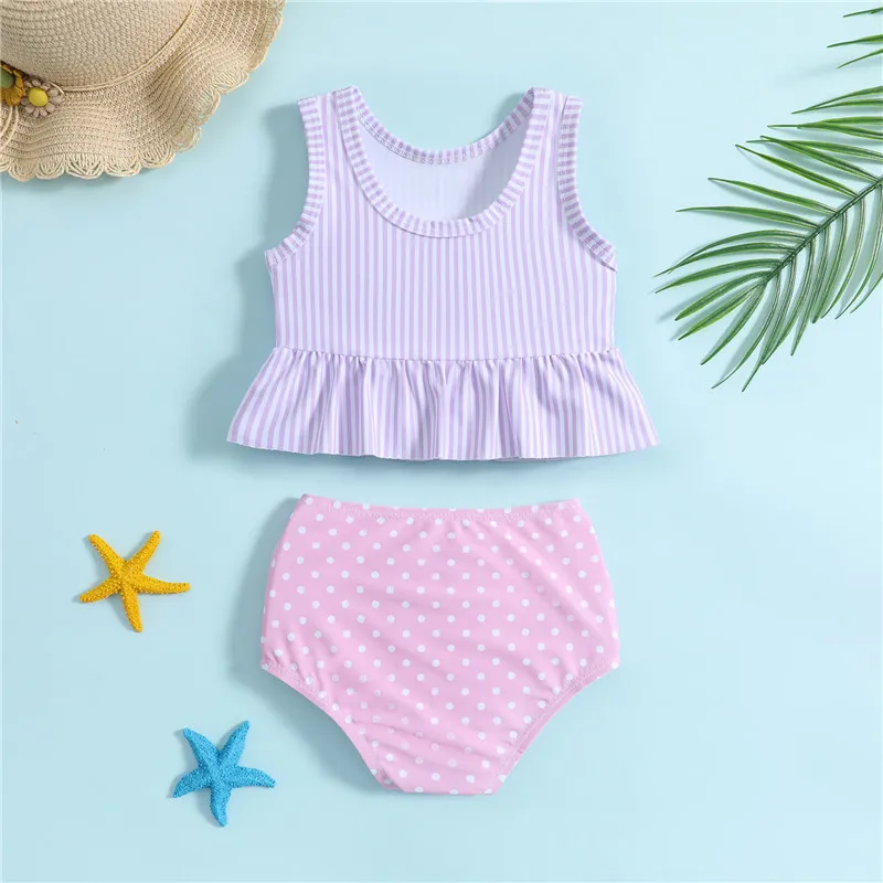 Bikini infantil de lunares con volantes para niña, verano - imagen 2